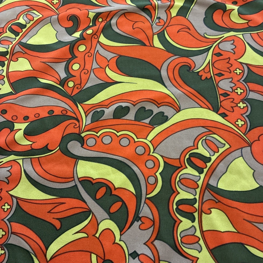 VTG Polyester Double Knit Fabric 2 Yds X 60" Retro Psychedelic 70s Mod Print
